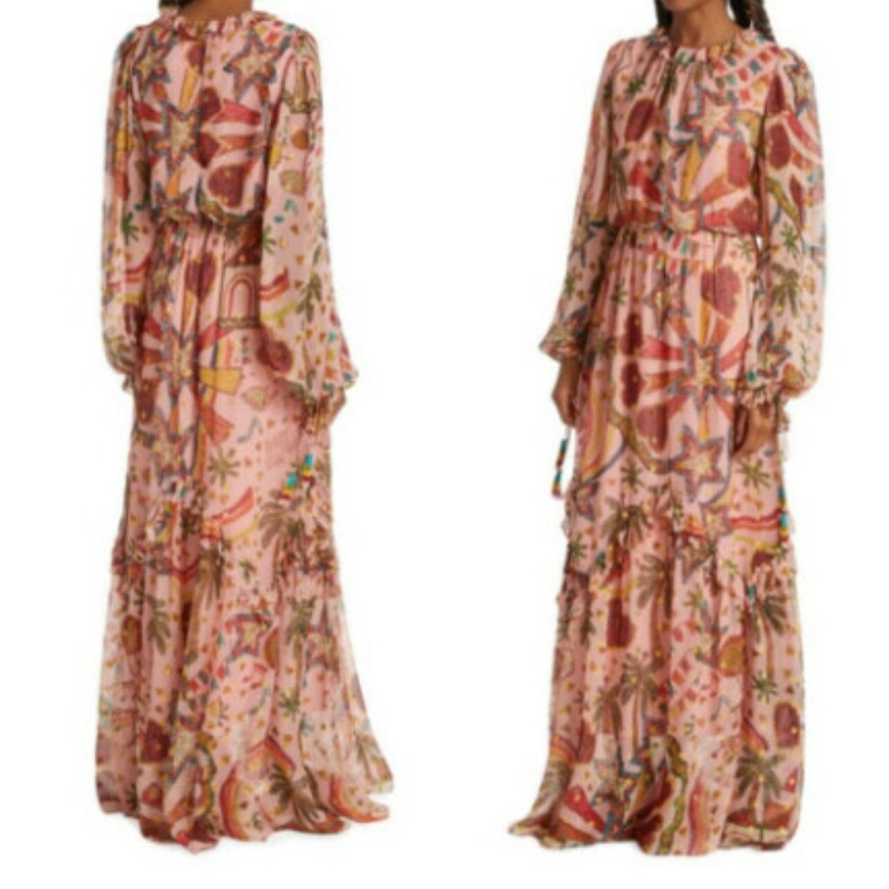 Farm Rio Folk Pink Party midi 
Maxi Dress Size S LOWEST $ on Posh